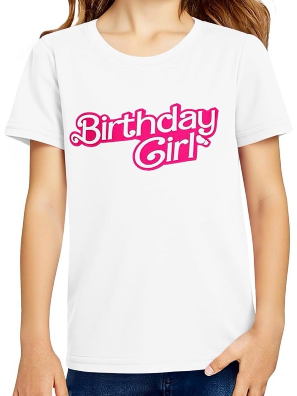 Birthday Girl White Tee with Pink Logo Size 9/10